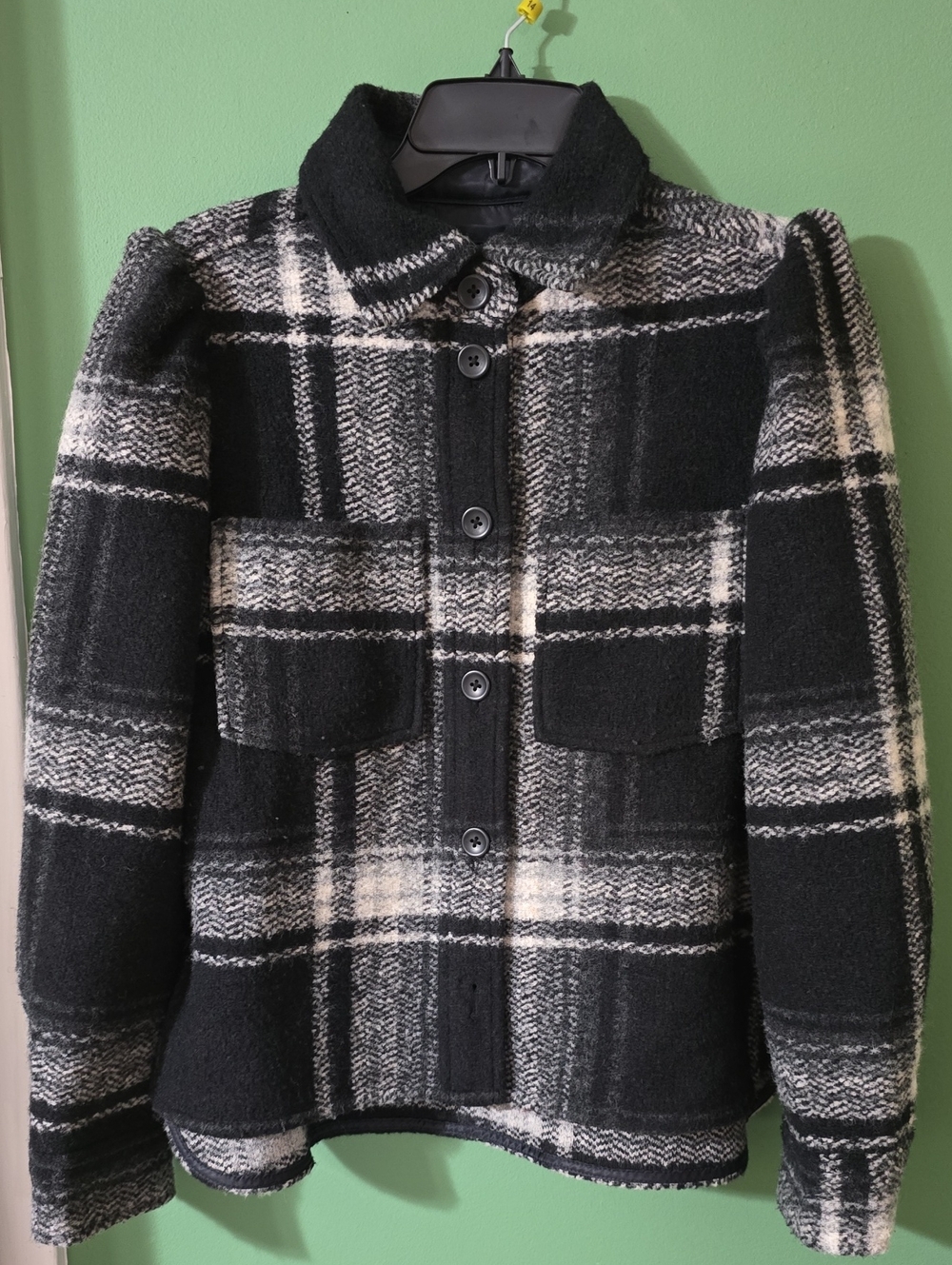 GAP Black Jacket with Plaid Trim